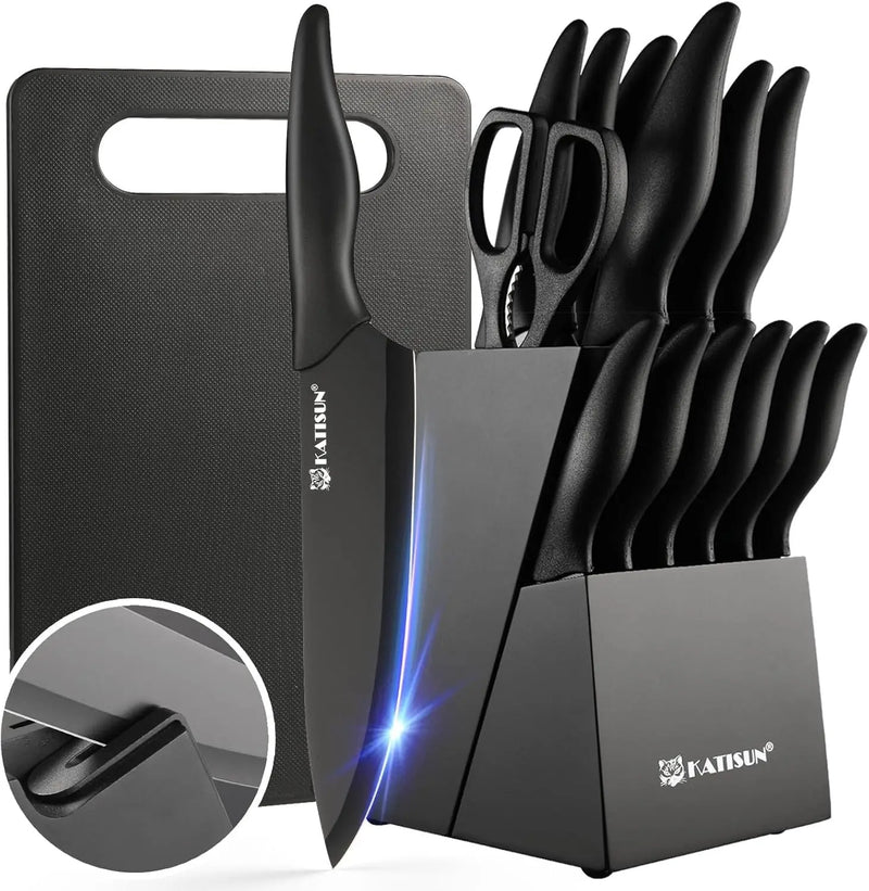 16 Pieces Kitchen Knife Block Set with Cutting Board Doba