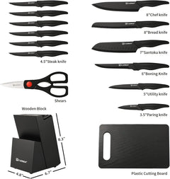 16 Pieces Kitchen Knife Block Set with Cutting Board Doba