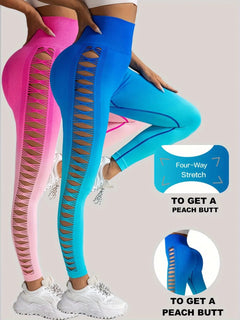 2 Pack Cut Out Ombre High Waist Yoga Pants Doba