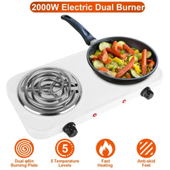 2000W Electric Double Burner Hot Plate 5 Temperature Adjustments Doba