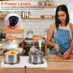 2000W Electric Double Burner Hot Plate 5 Temperature Adjustments Doba