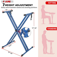 5 CORE Piano Keyboard Stand Double X Style Doba