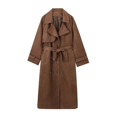 Vintage Suede Belted Long Coat Buyers Bargain Club