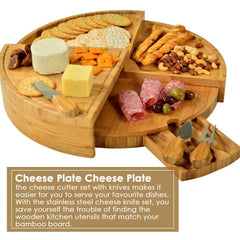 Bamboo Cheese Board with Cheese Knife Set Doba