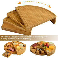 Bamboo Cheese Board with Cheese Knife Set Doba