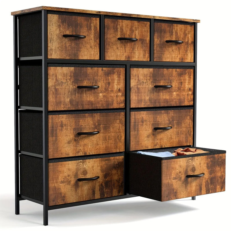 Bedroom Dresser with 9 Fabric Drawers Doba