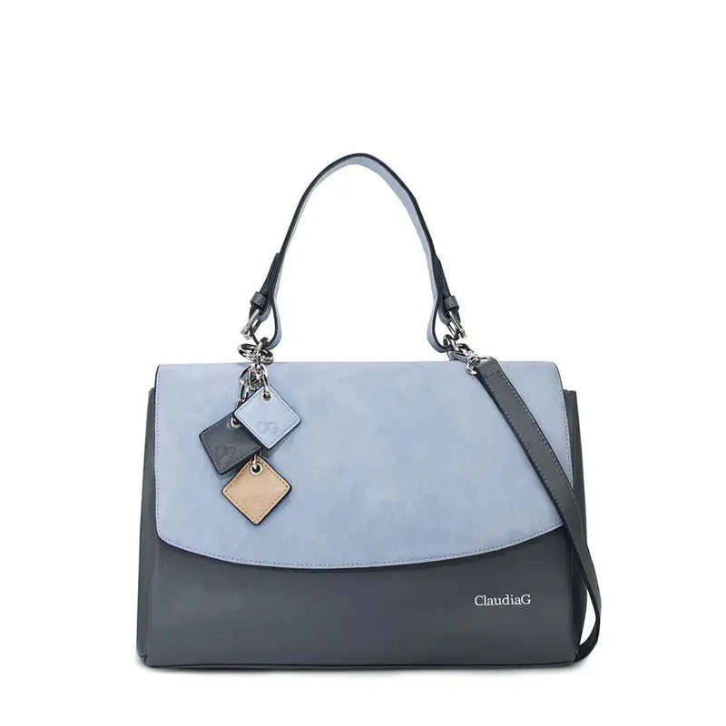 Simonetta Leather Handbag -Serenity / Charcoal Buyers Bargain Club