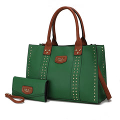 Davina Tote Handbag with wallet Vegan Leather Crossover Doba