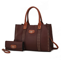 Davina Tote Handbag with wallet Vegan Leather Crossover Doba