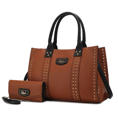 Davina Tote Handbag with wallet Vegan Leather Crossover Doba