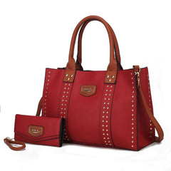 Davina Tote Handbag with wallet Vegan Leather Crossover Doba