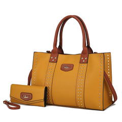 Davina Tote Handbag with wallet Vegan Leather Crossover Doba