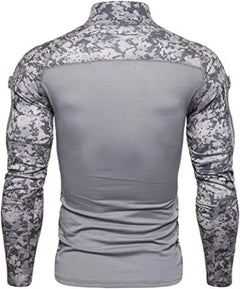 Men's Casual Camouflage T-Shirts Splicing Craft Slim Fit Shirts ,Zipper Neckline Long Sleeve T-Shirts Doba