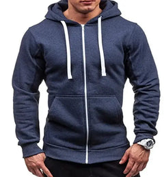 Men's Sweatshirt -Zipper Hooded Jacket Men's European And American Hooded Solid Color Cardigan Zendrop