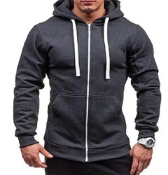 Men's Sweatshirt -Zipper Hooded Jacket Men's European And American Hooded Solid Color Cardigan Zendrop