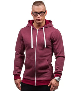 Men's Sweatshirt -Zipper Hooded Jacket Men's European And American Hooded Solid Color Cardigan Zendrop