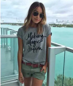 Summer Women T-shirt Printed Magic Letters Buyers Bargain Club