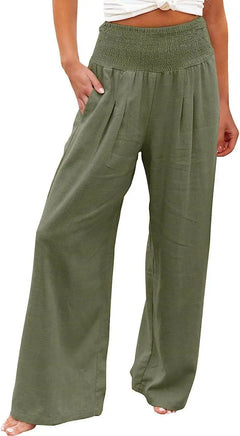 TUNUSKAT Womens Cotton Linen Wide Leg Pants Doba