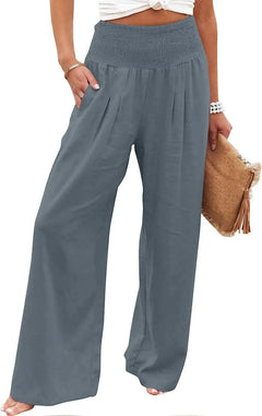 TUNUSKAT Womens Cotton Linen Wide Leg Pants Doba