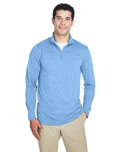 UltraClub 8618 Men's Cool & Dry Heathered Performance Quarter-Zip Doba