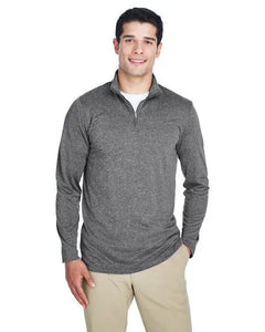 UltraClub 8618 Men's Cool & Dry Heathered Performance Quarter-Zip Doba