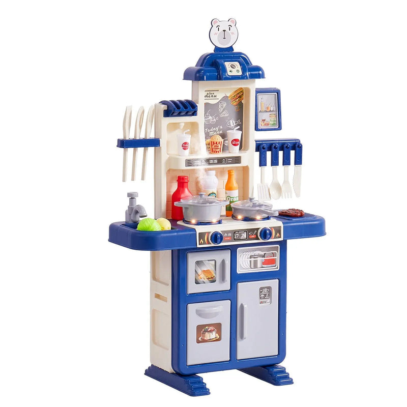 VEVOR Kitchen Playset Kids Pretend Cooking Play Toy 48 Piece Accessories Blue Doba