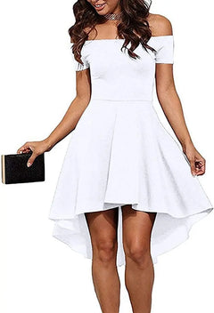 Womens Off The Shoulder Short Sleeve High Low Cocktail Skater Dress Doba