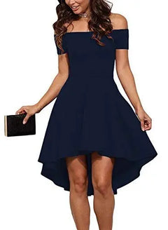 Womens Off The Shoulder Short Sleeve High Low Cocktail Skater Dress Doba