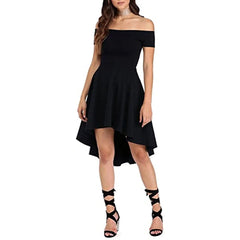 Womens Off The Shoulder Short Sleeve High Low Cocktail Skater Dress Doba